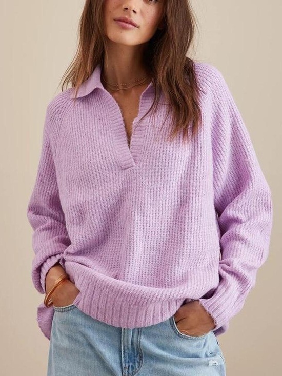 American Eagle Outfitters Sweaters - AE Whoa So Soft Oversized Collared Sweater Light Purple Lilac Size Small